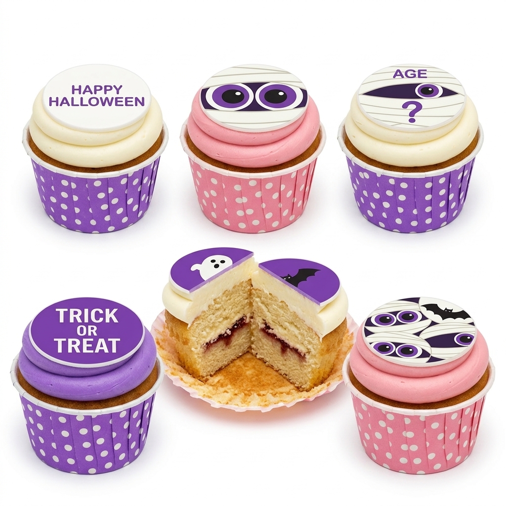 Spooky Halloween Cupcakes with Custom Age Toppers