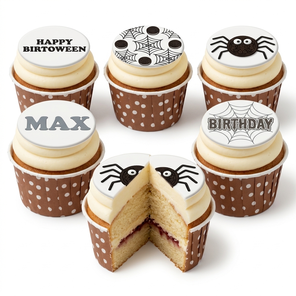 Spider Web & Oreo Halloween Birthday Cupcakes