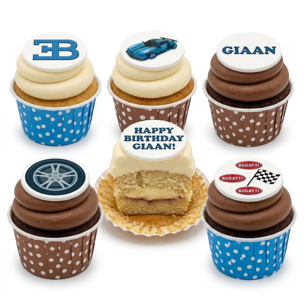 Bugatti Sports Car Birthday Cupcakes