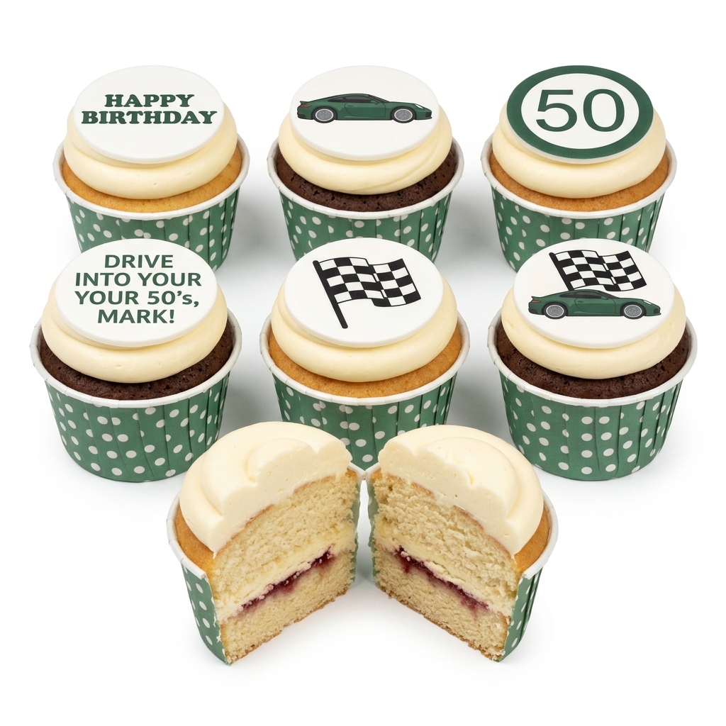 Sports Car Racing Birthday Cupcakes for Him | Custom Age