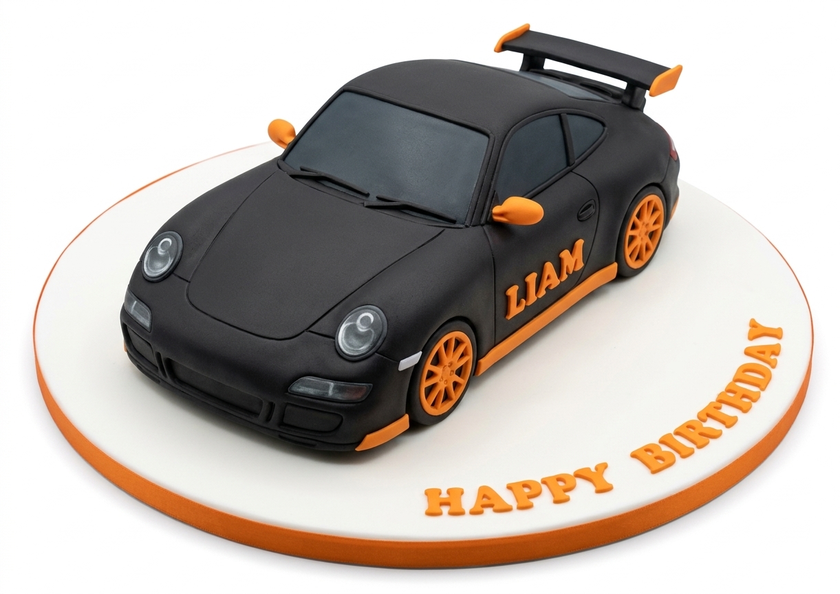 Black Sports Car Birthday Cake