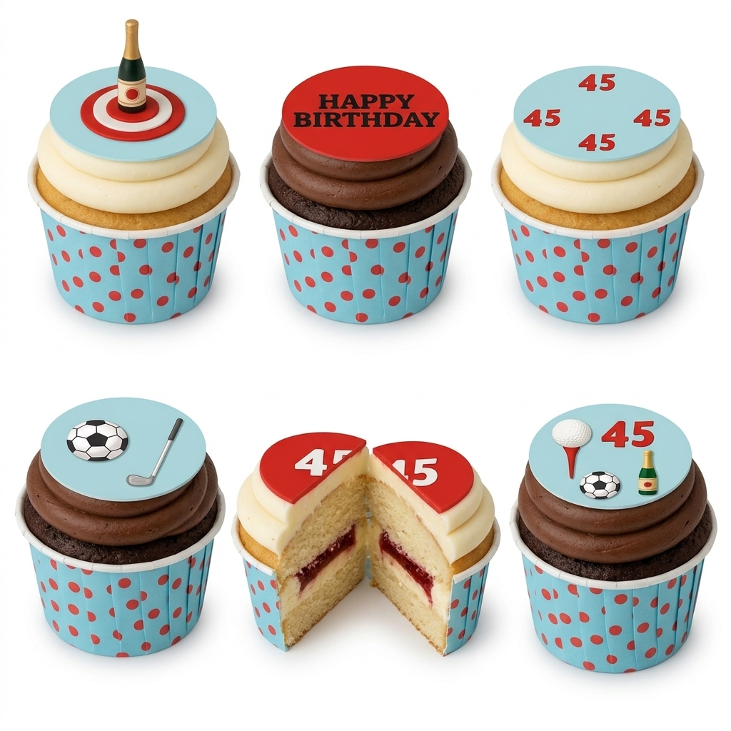 Sports Theme Birthday Cupcakes with Custom Age Topper