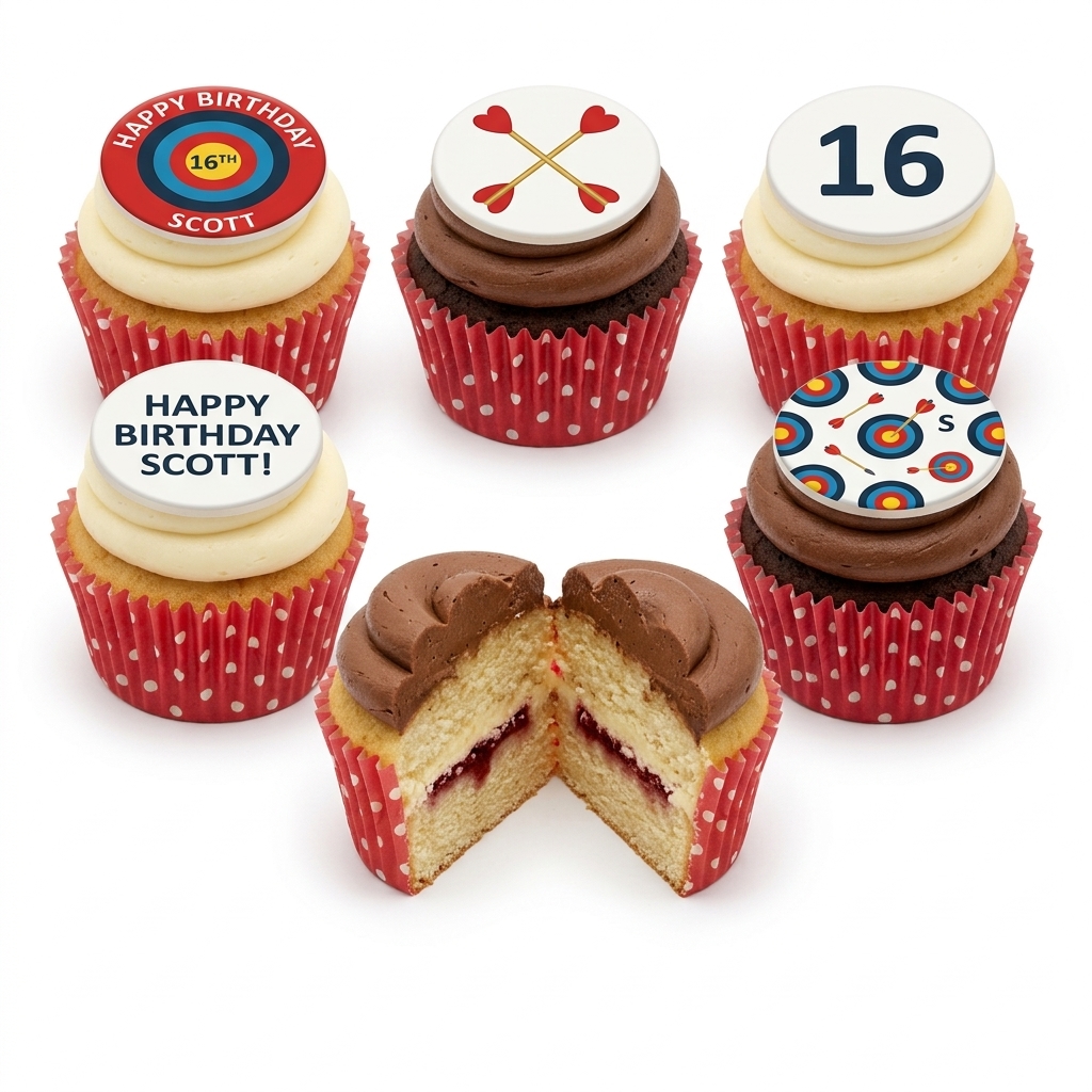 Archery Target Birthday Cupcakes with Custom Age