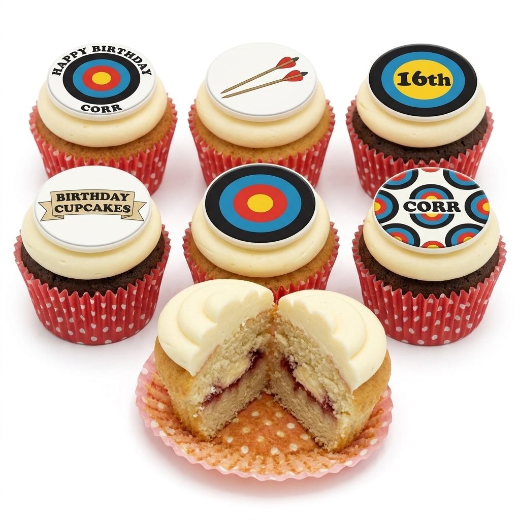 Archery Target Birthday Cupcakes