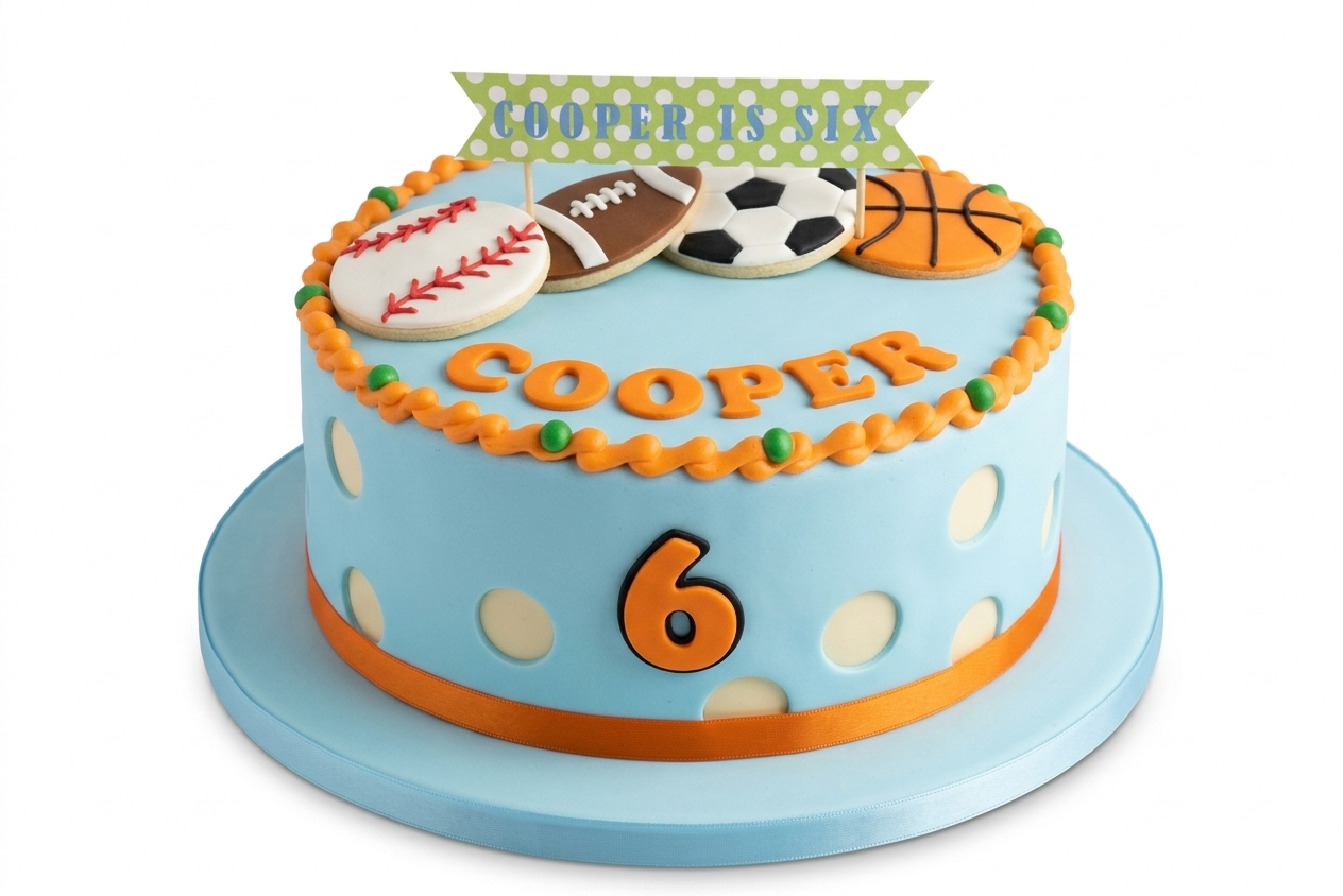 Kids Sports Theme Birthday Cake