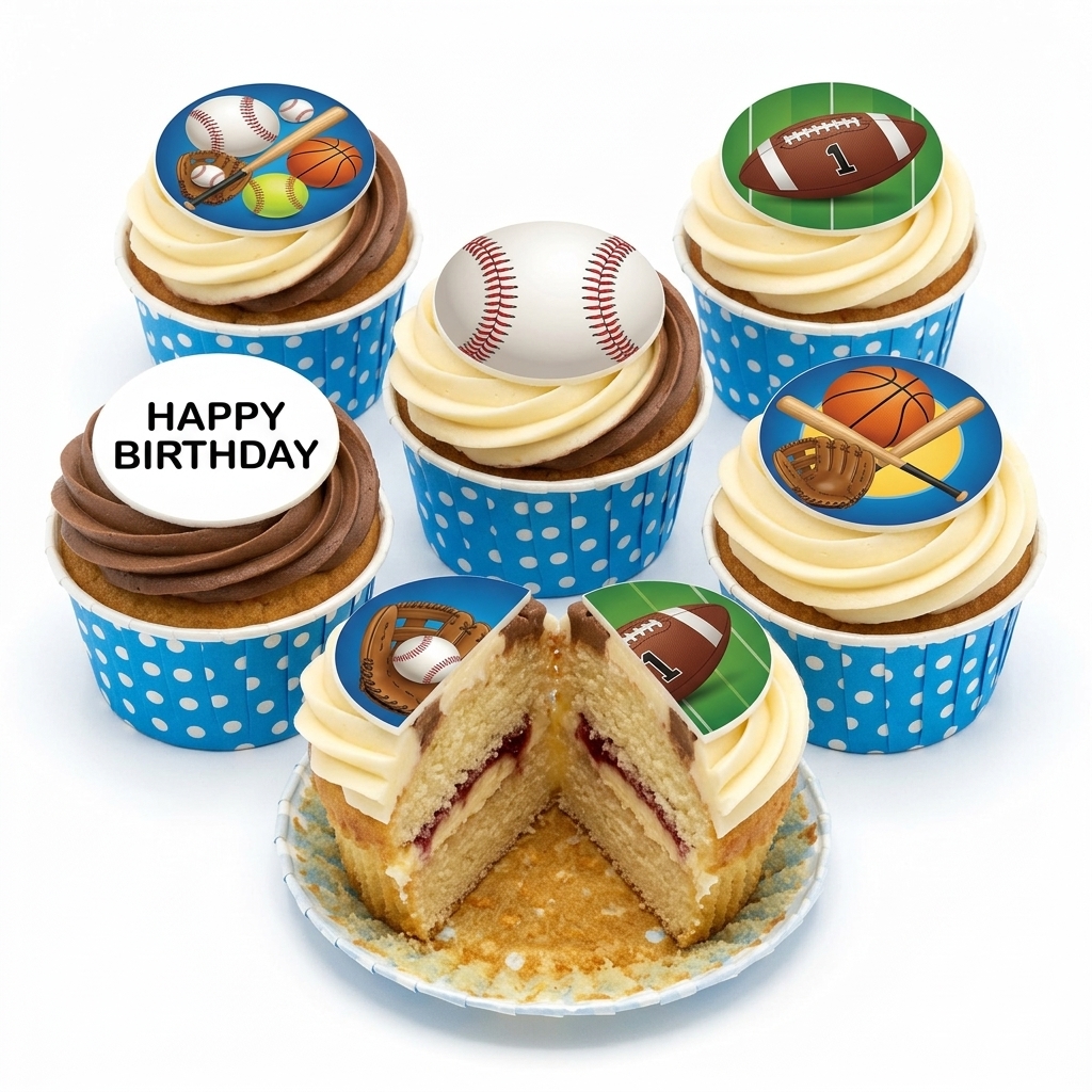 Sports Theme Birthday Cupcakes