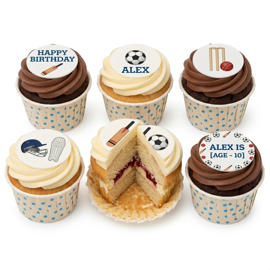 Kids Sports Theme Birthday Cupcakes