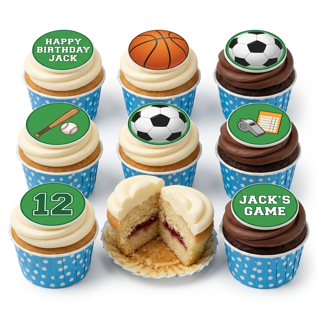 Sports Theme Birthday Cupcakes