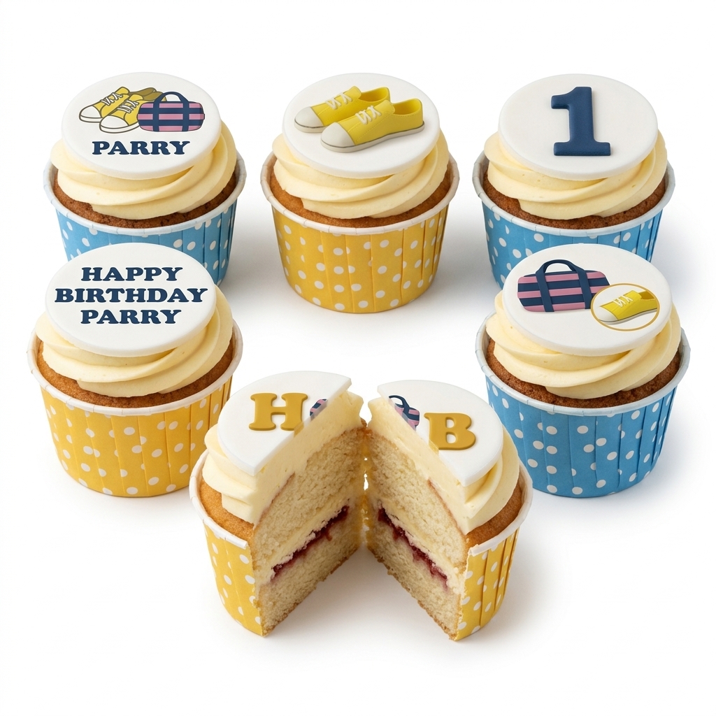 Sports Theme Birthday Cupcakes with Custom Age Topper