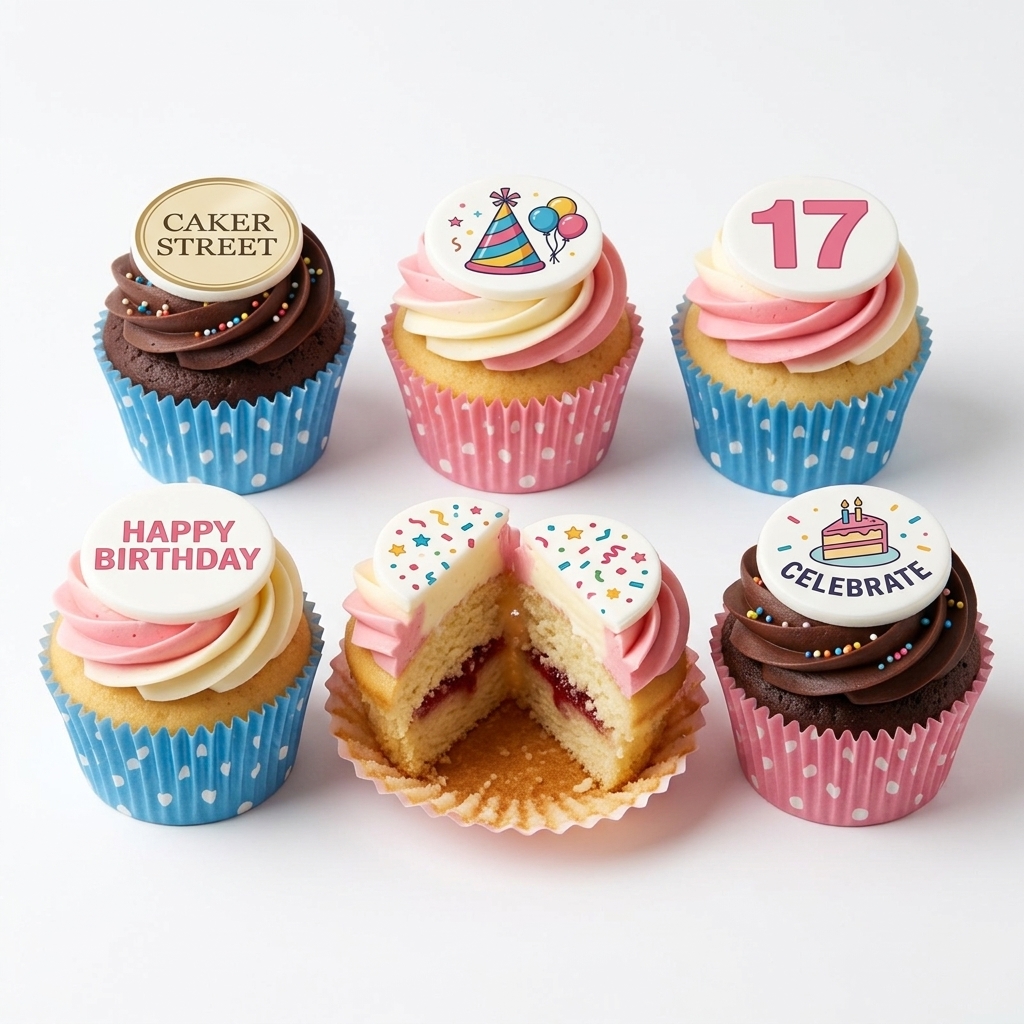 Birthday Celebration Cupcakes with Custom Toppers