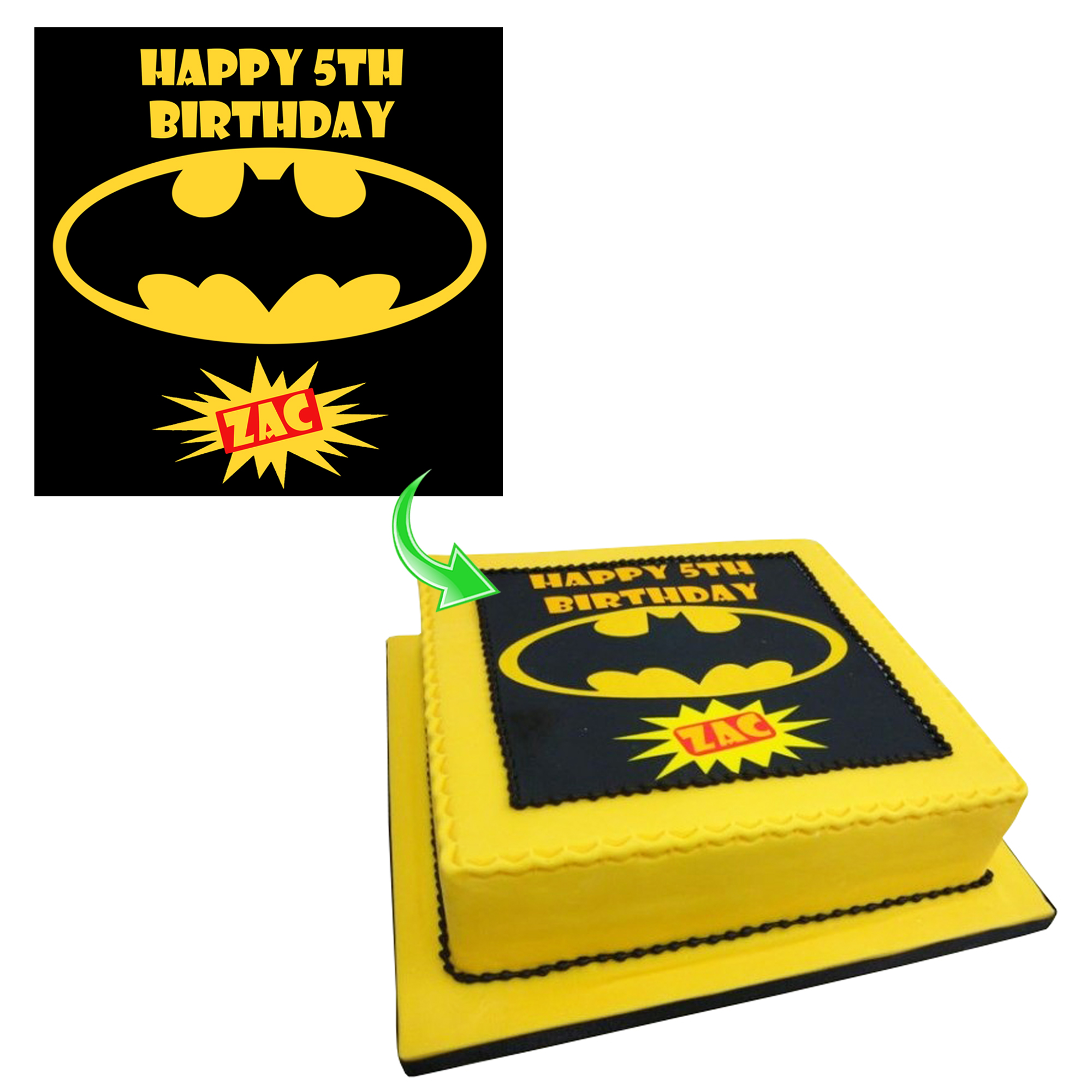 Square batman logo cake