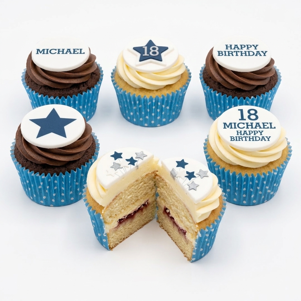 Star Theme Birthday Cupcakes with Custom Age Topper
