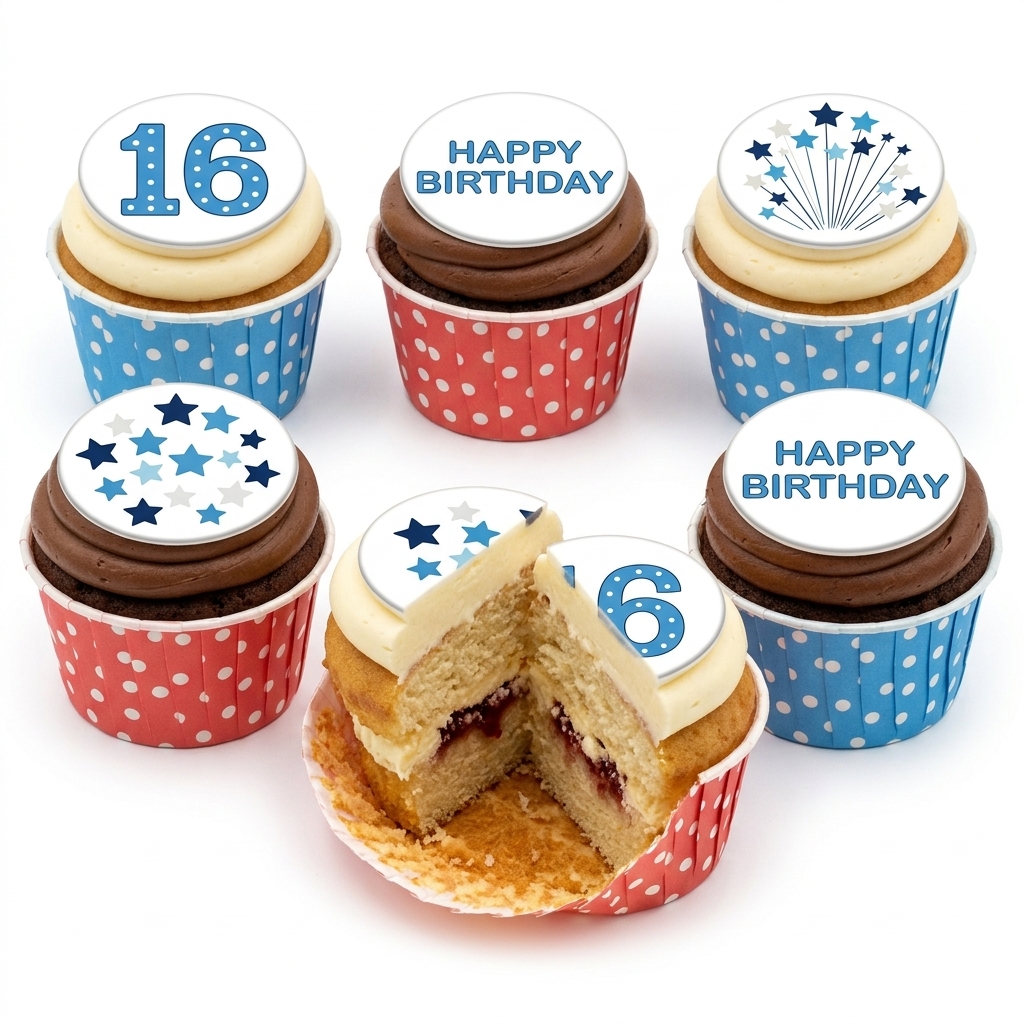 Stars & Polka Dot Birthday Cupcakes with Custom Age