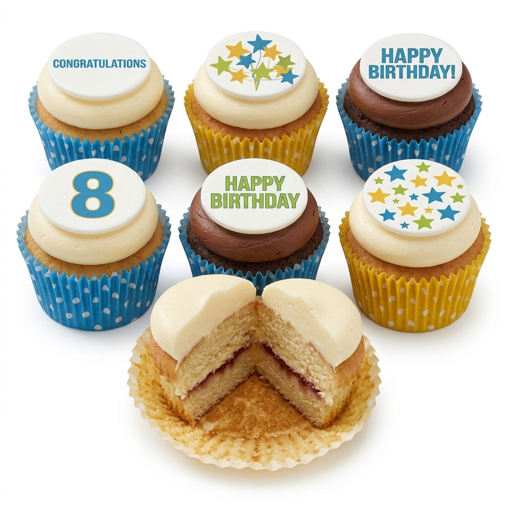 Star Celebration Birthday Cupcakes with Custom Age Topper