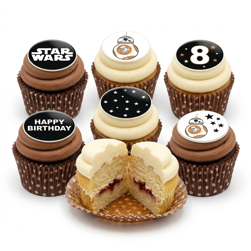 Star Wars BB-8 Birthday Cupcakes with Custom Age