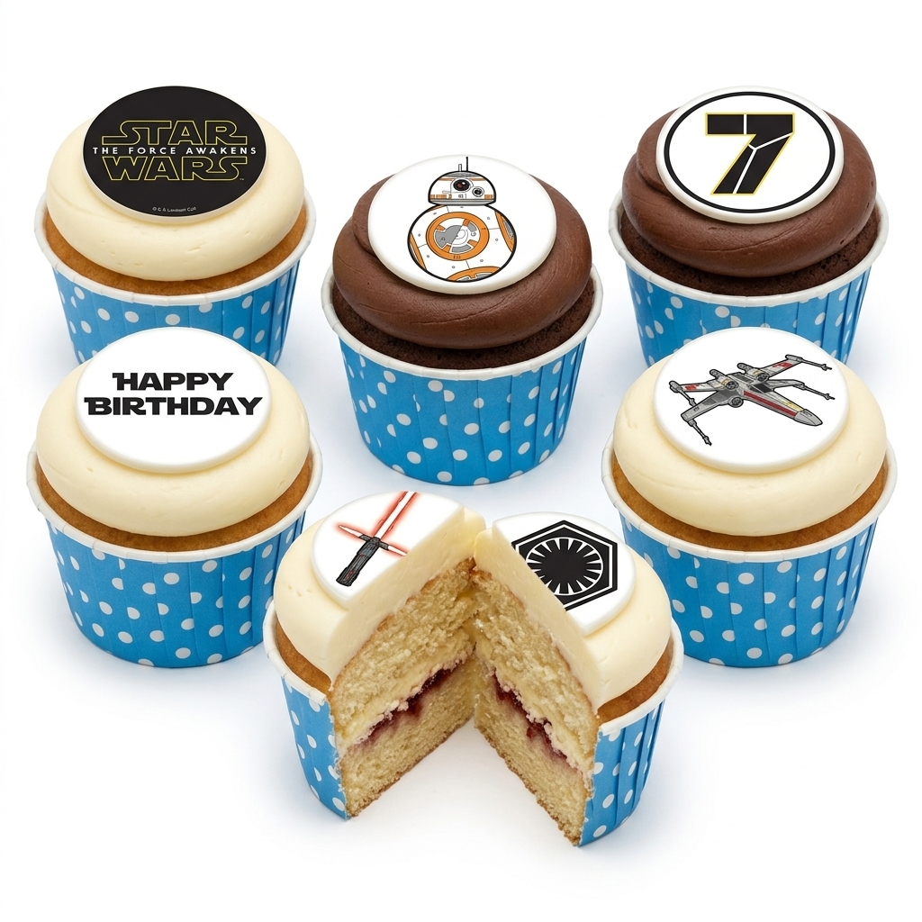 Star Wars Birthday Cupcakes with Custom Toppers