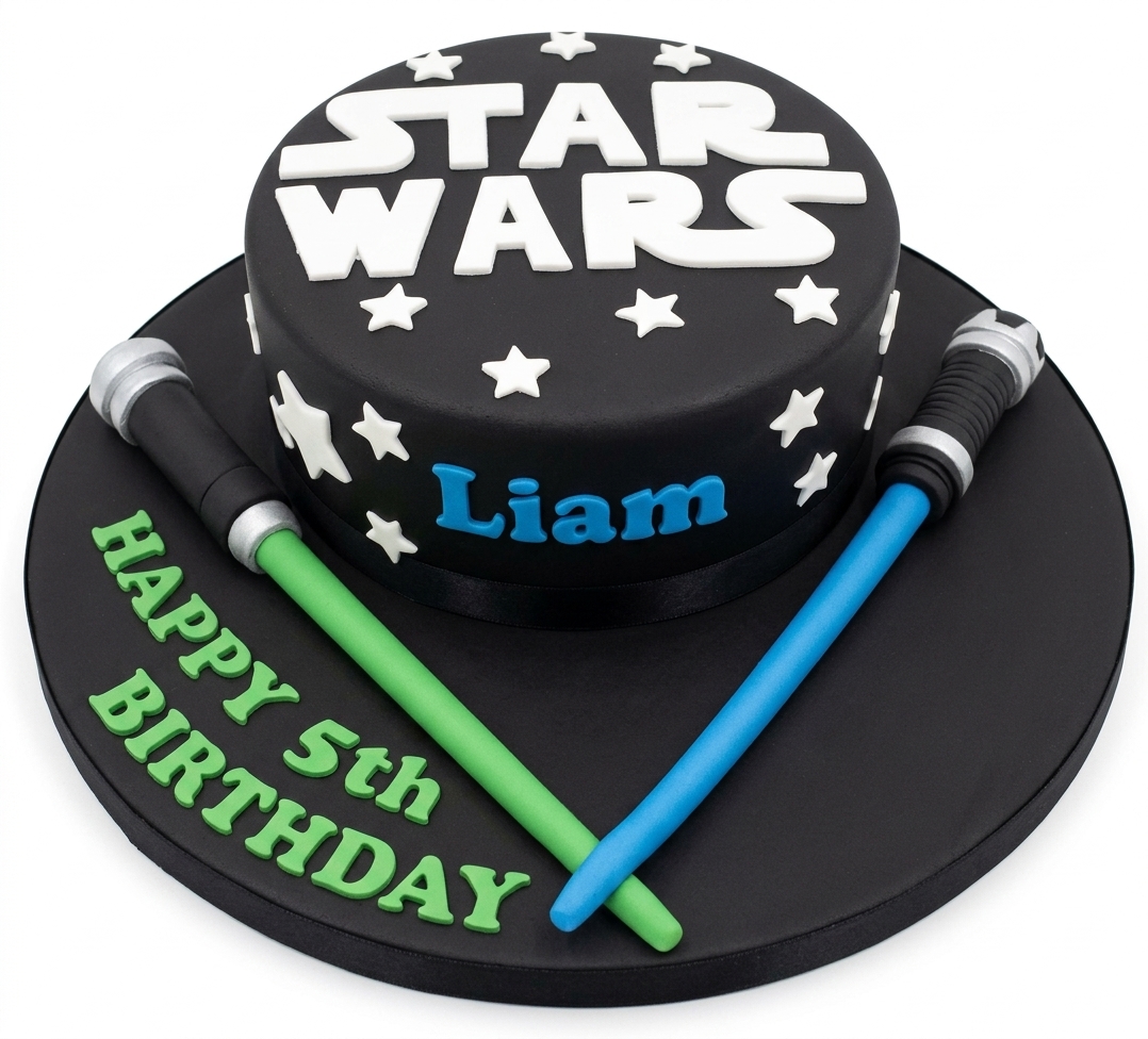 Star Wars Birthday Cake with Lightsabers