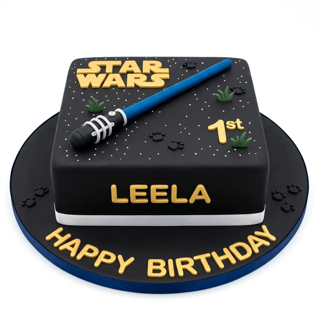 Star Wars Birthday Cake with Lightsaber Design