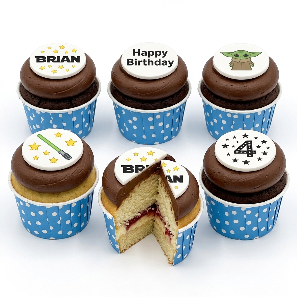 Star Wars Birthday Cupcakes with Custom Toppers
