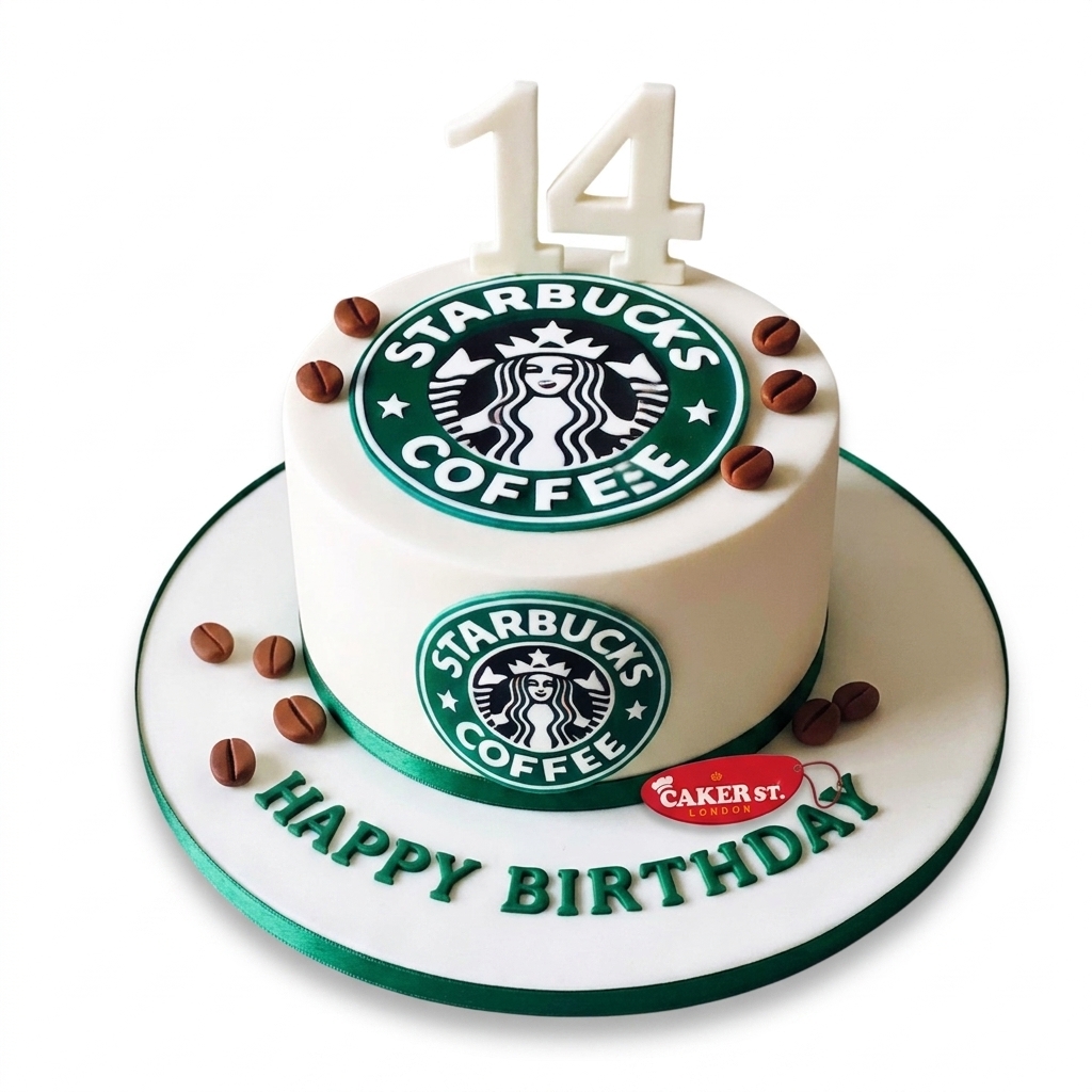 Starbucks Coffee Birthday Cake with Custom Age