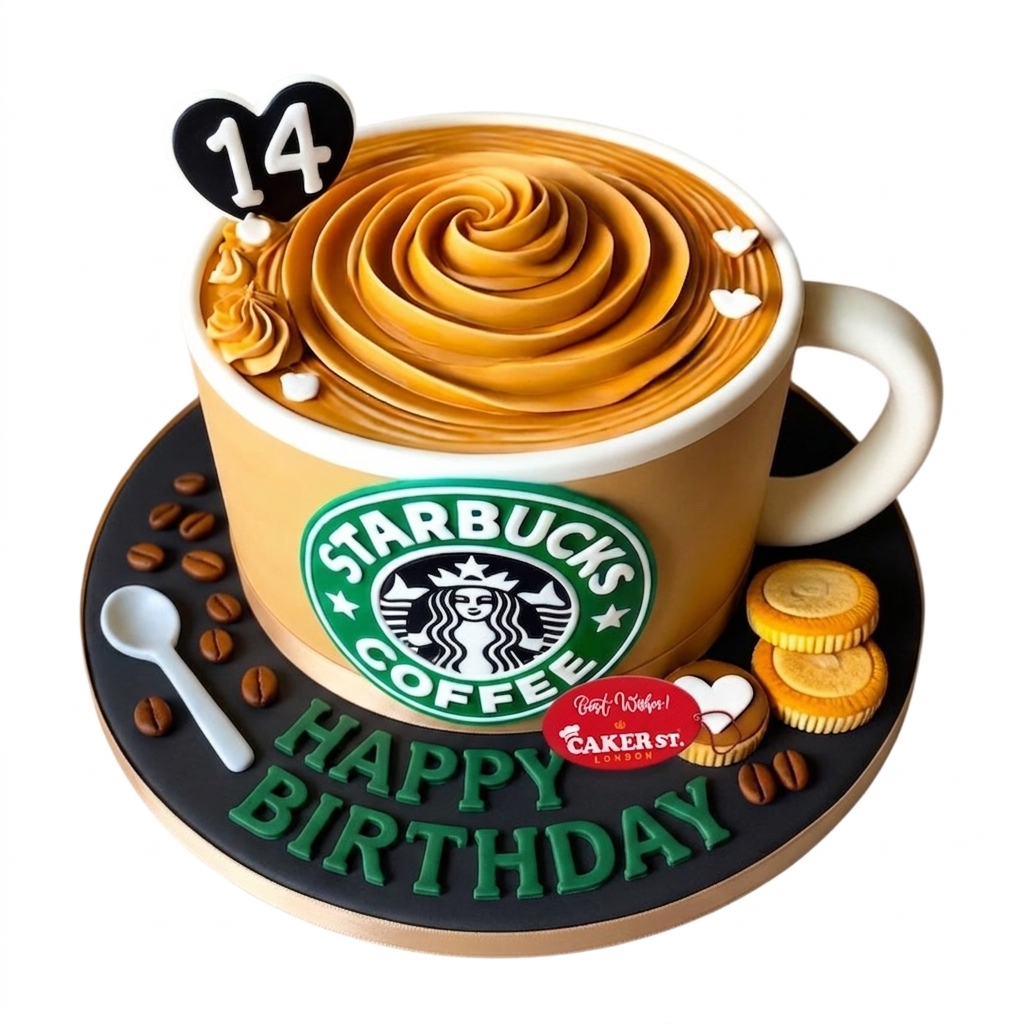 Starbucks Coffee Cup Birthday Cake with Custom Age