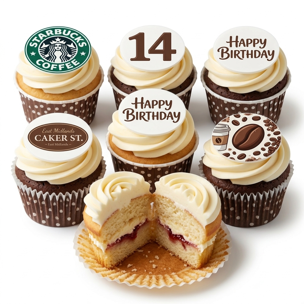Coffee Theme Birthday Cupcakes with Custom Age Topper