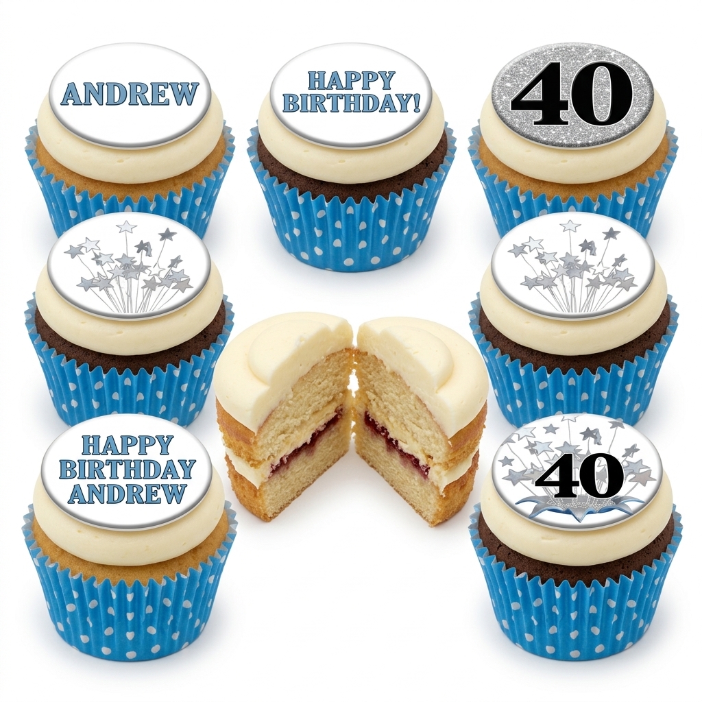 Personalised Custom Age Birthday Cupcakes with Stars
