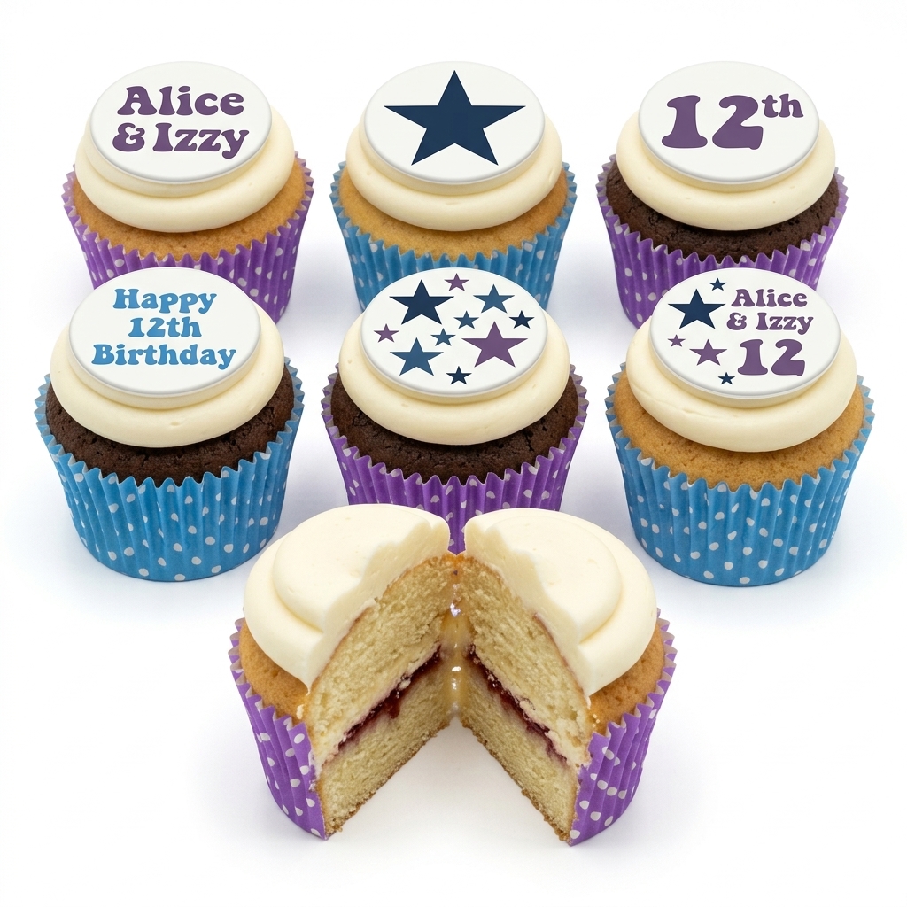 Star Theme Birthday Cupcakes with Custom Toppers