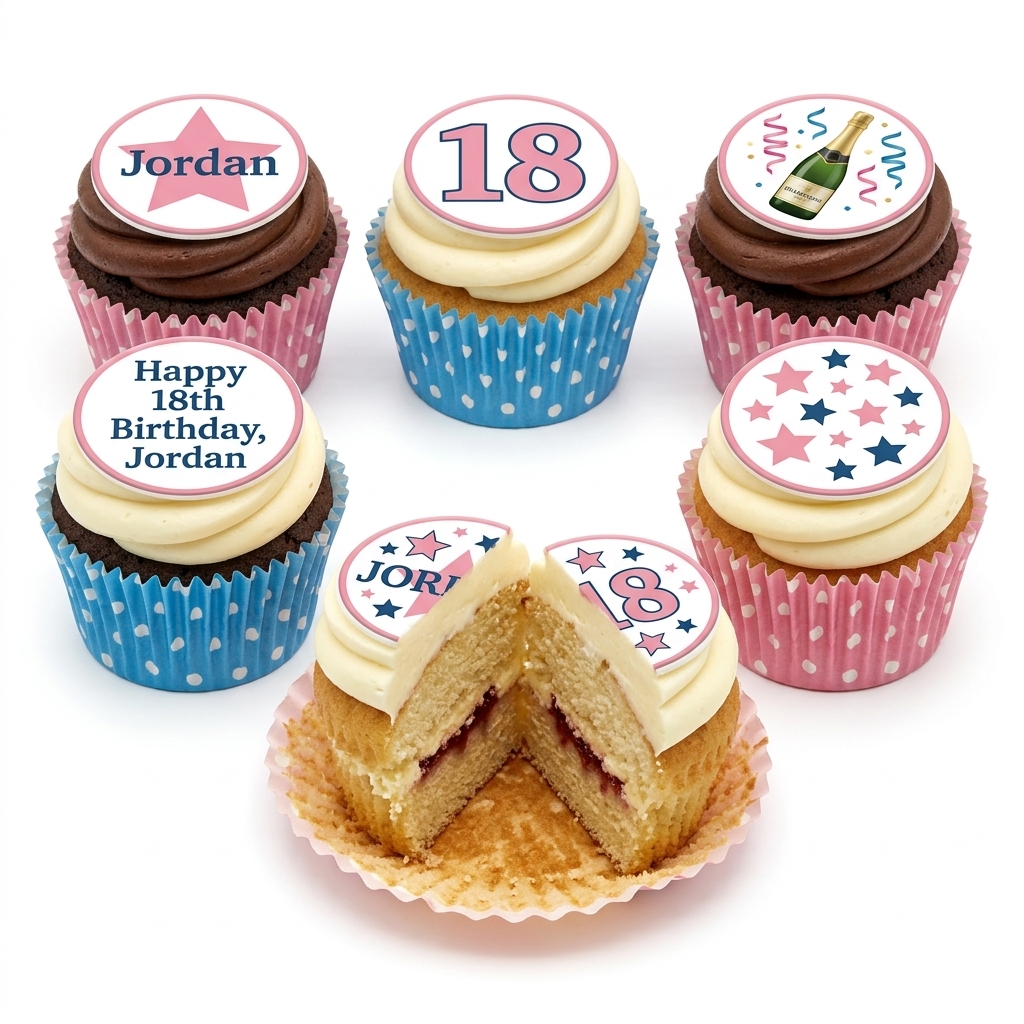 Adult Birthday Cupcakes with Custom Toppers