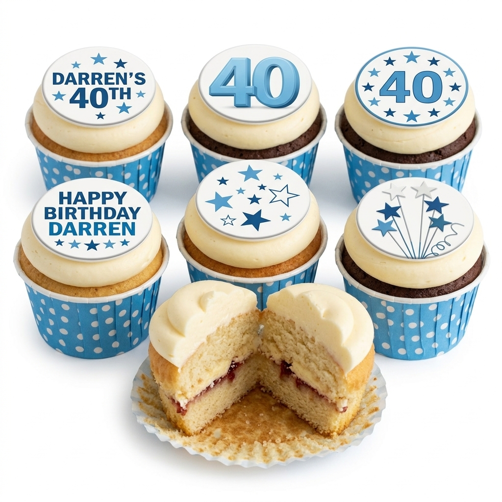 Stars Birthday Cupcakes with Custom Age Toppers