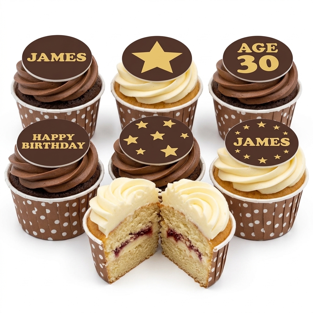 Personalised Birthday Cupcakes with Custom Toppers