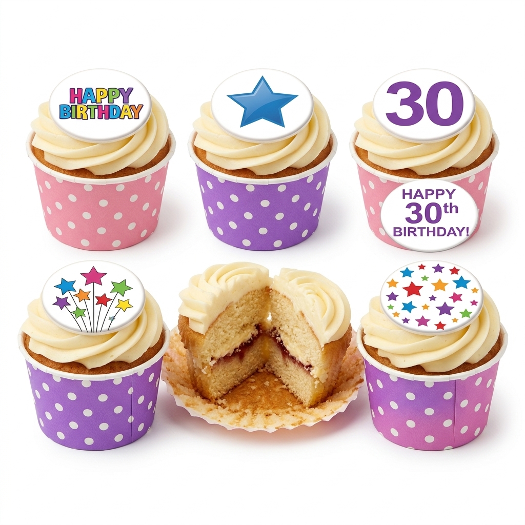 Celebration Star Birthday Cupcakes with Custom Age Toppers