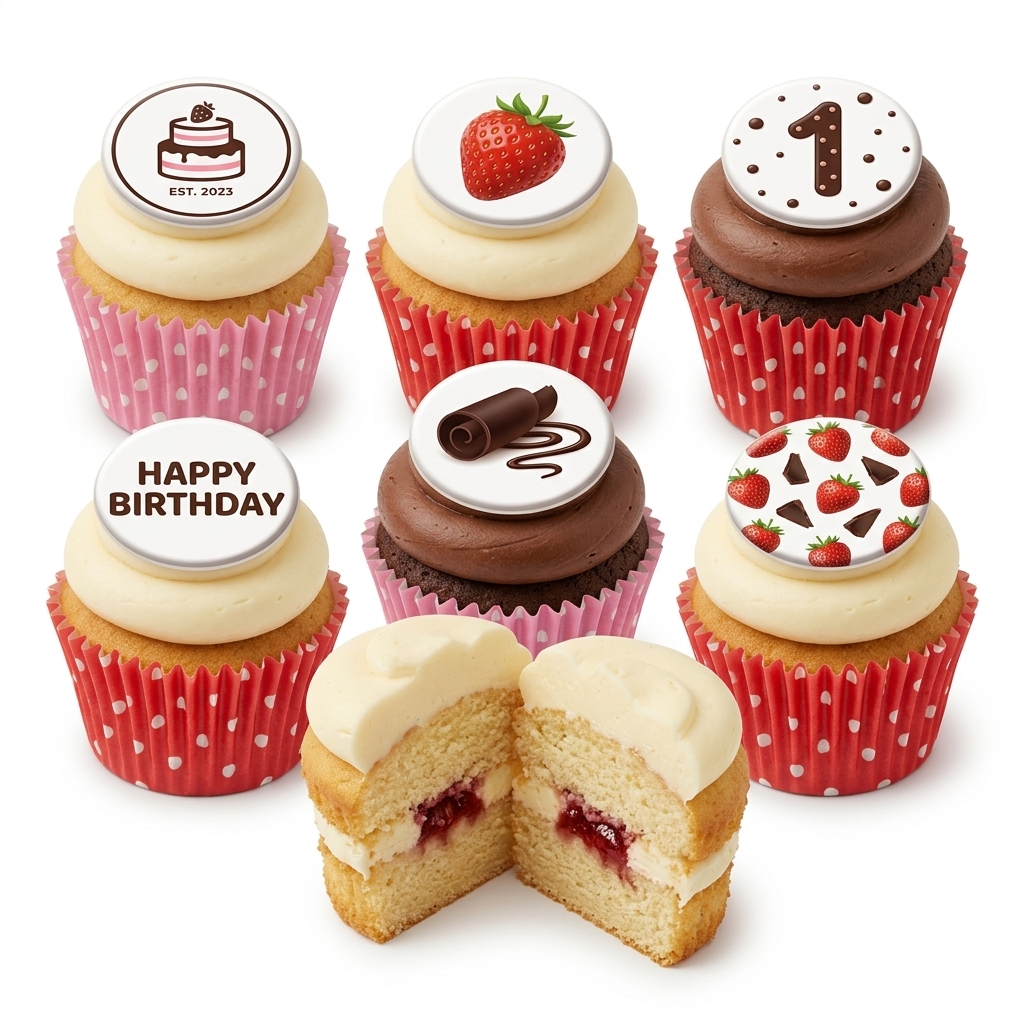 Assorted Birthday Cupcakes with Custom Toppers