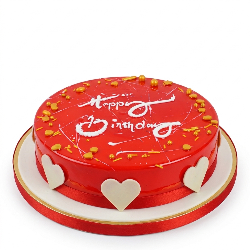 Red Heart Birthday Cake For Her