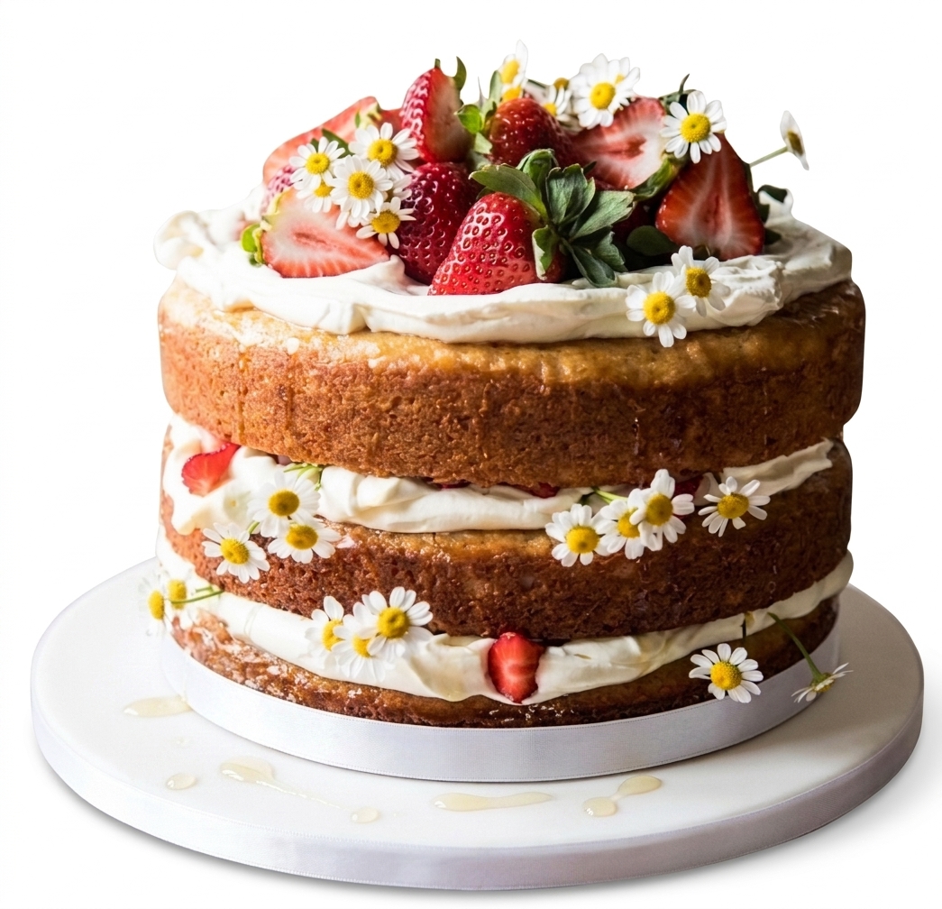 Floral Strawberry Naked Birthday Cake