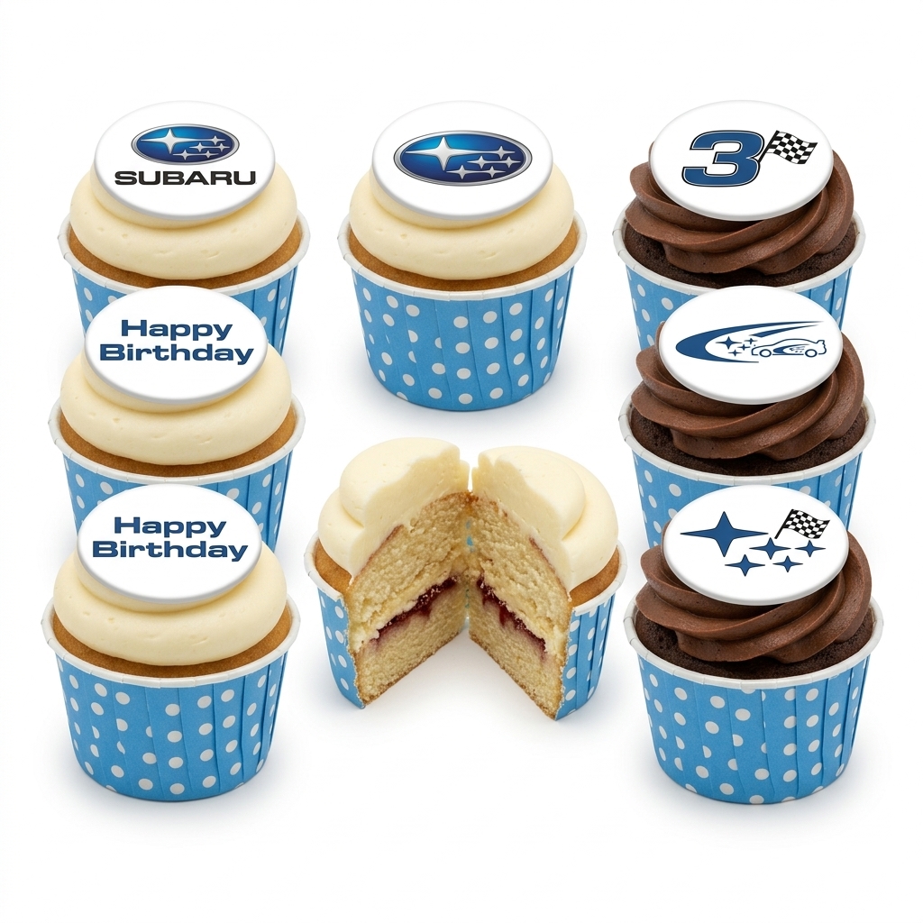 Subaru Themed Birthday Cupcakes