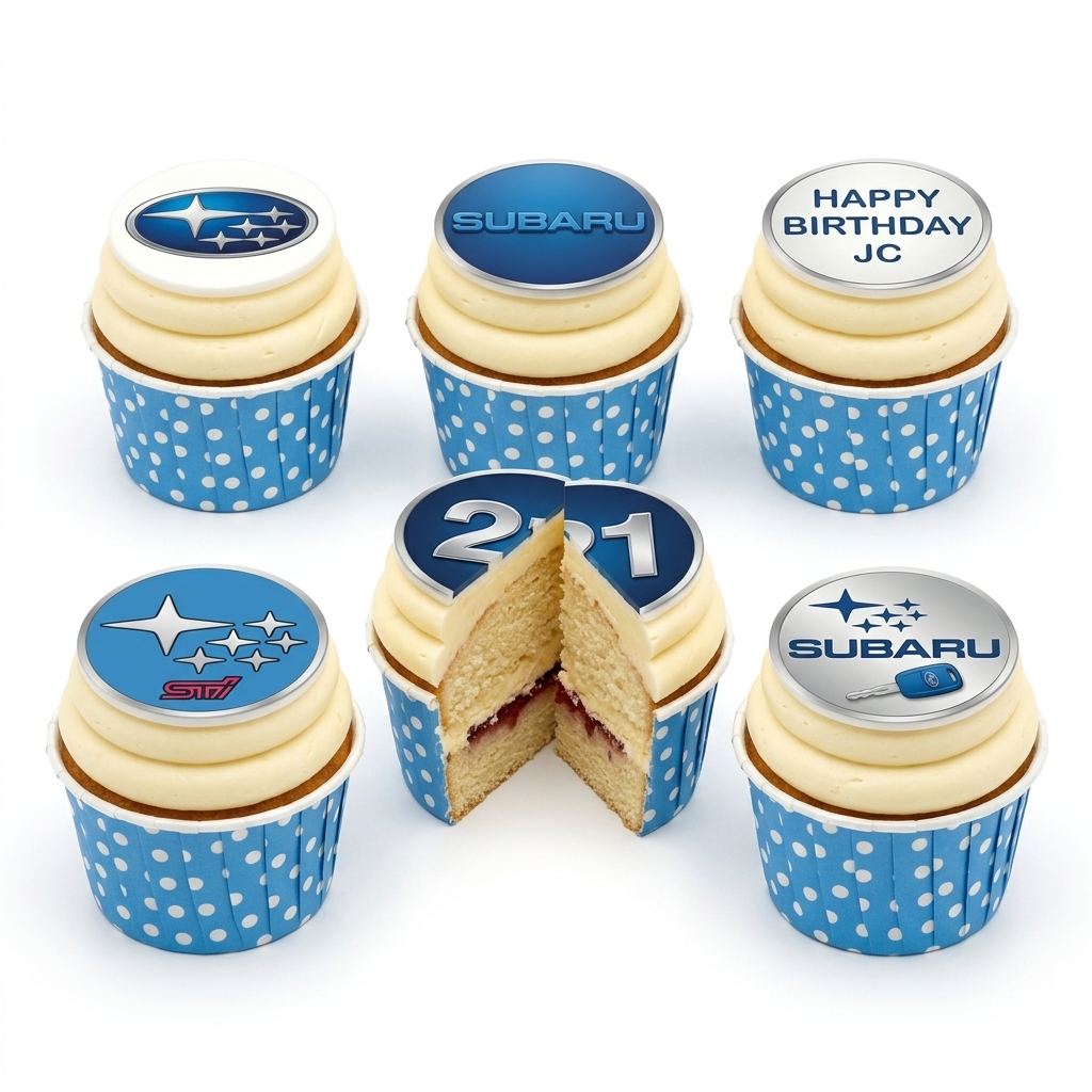Subaru Car Theme Birthday Cupcakes