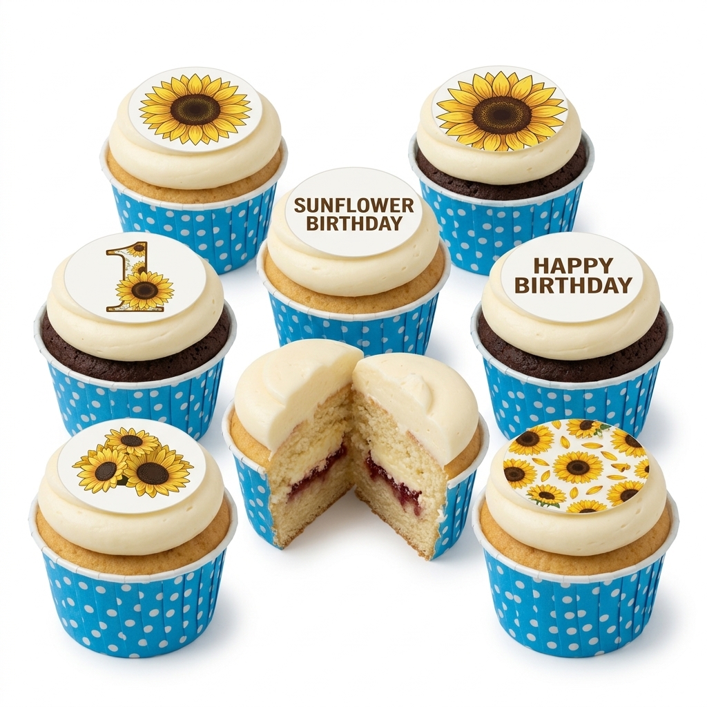 Sunflower Birthday Cupcakes