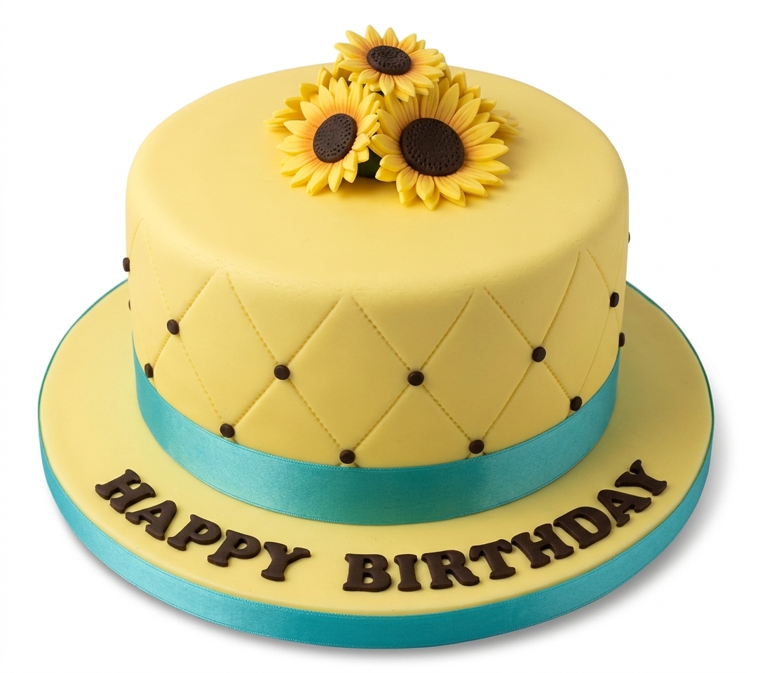 Sunflower Birthday Cake with Quilted Design