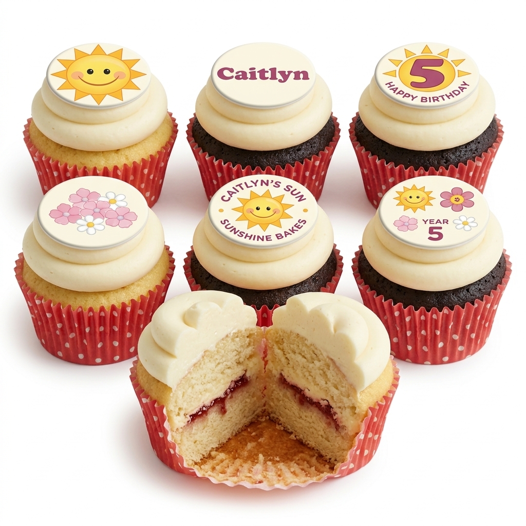 Sunshine & Flowers Personalised Kids Birthday Cupcakes