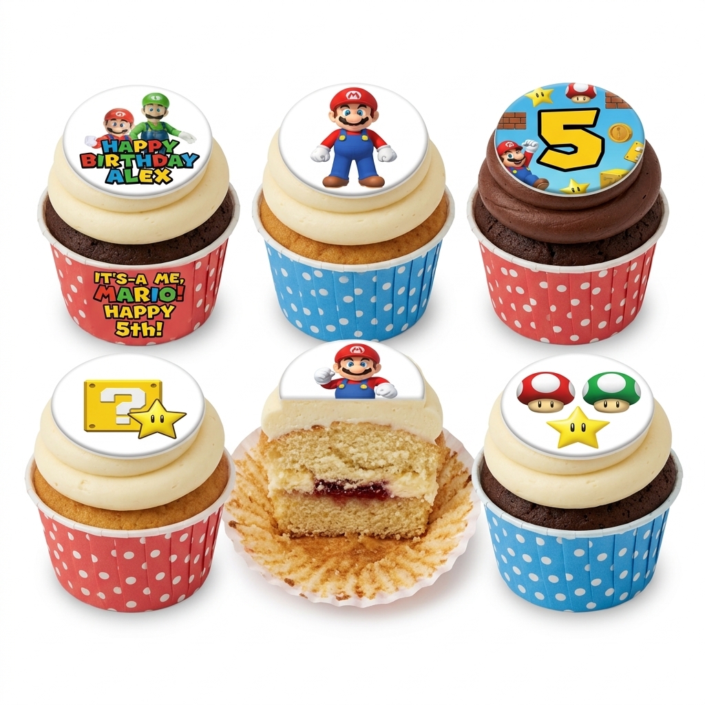 Super Mario Theme Birthday Cupcakes