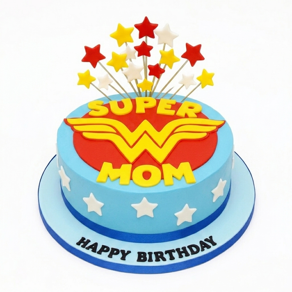 Super Mom Superhero Birthday Cake