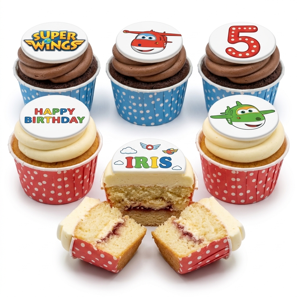 Super Wings Birthday Cupcakes with Custom Age