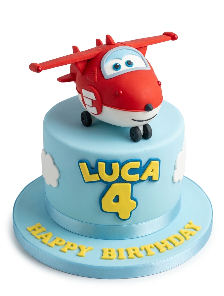 Super Wings Jett Airplane Birthday Cake for Kids