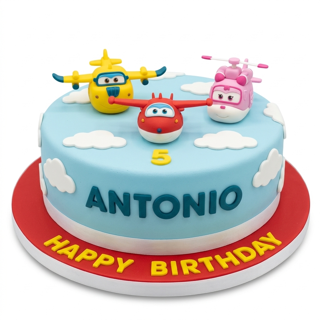 Super Wings Kids Birthday Cake with Custom Age