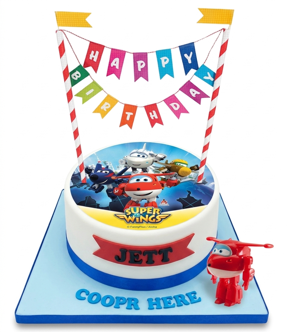 Super Wings Birthday Cake with Personalised Name