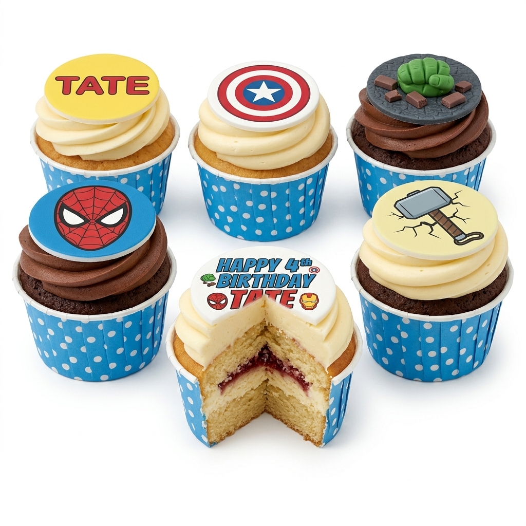 Superhero Birthday Cupcakes for Kids