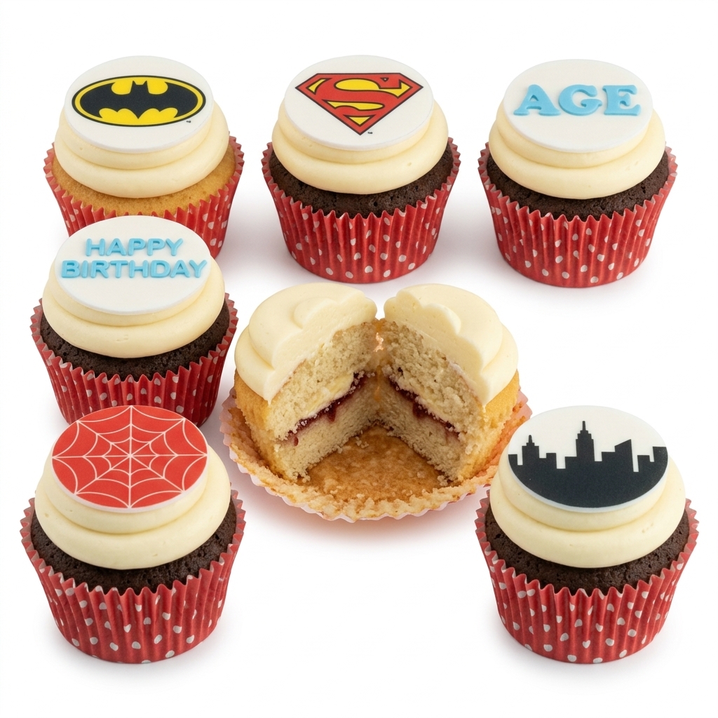 Superhero Theme Birthday Cupcakes