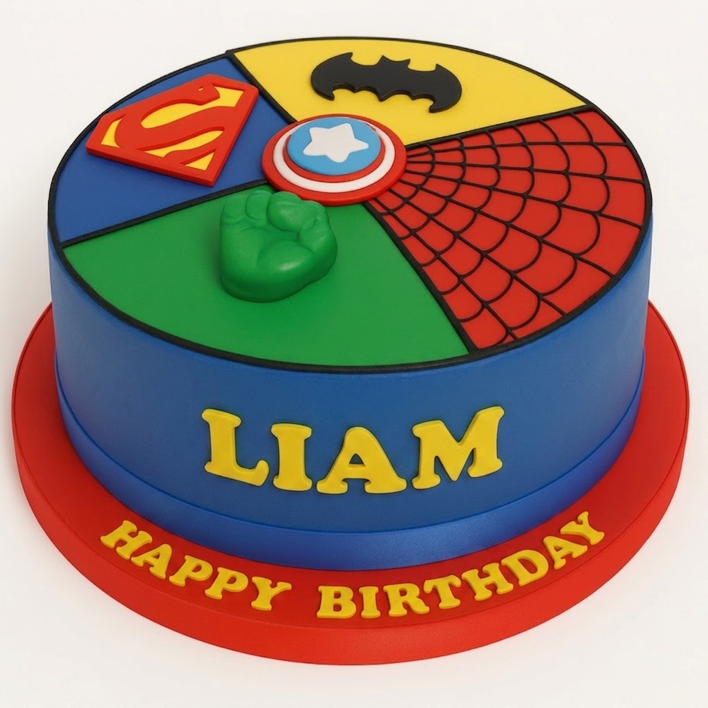 Personalised Superhero Birthday Cake for Kids