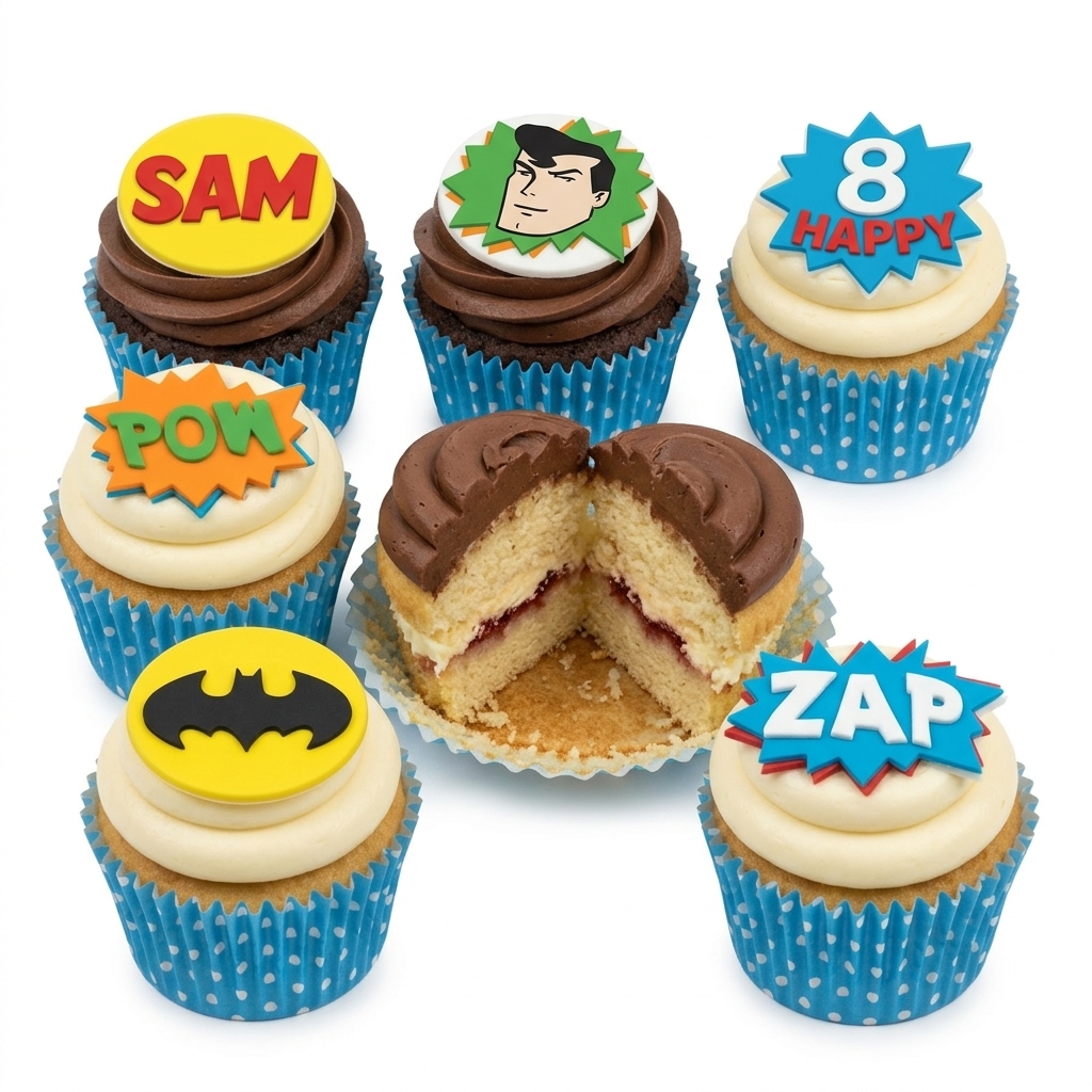 Superhero Comic Book Birthday Cupcakes